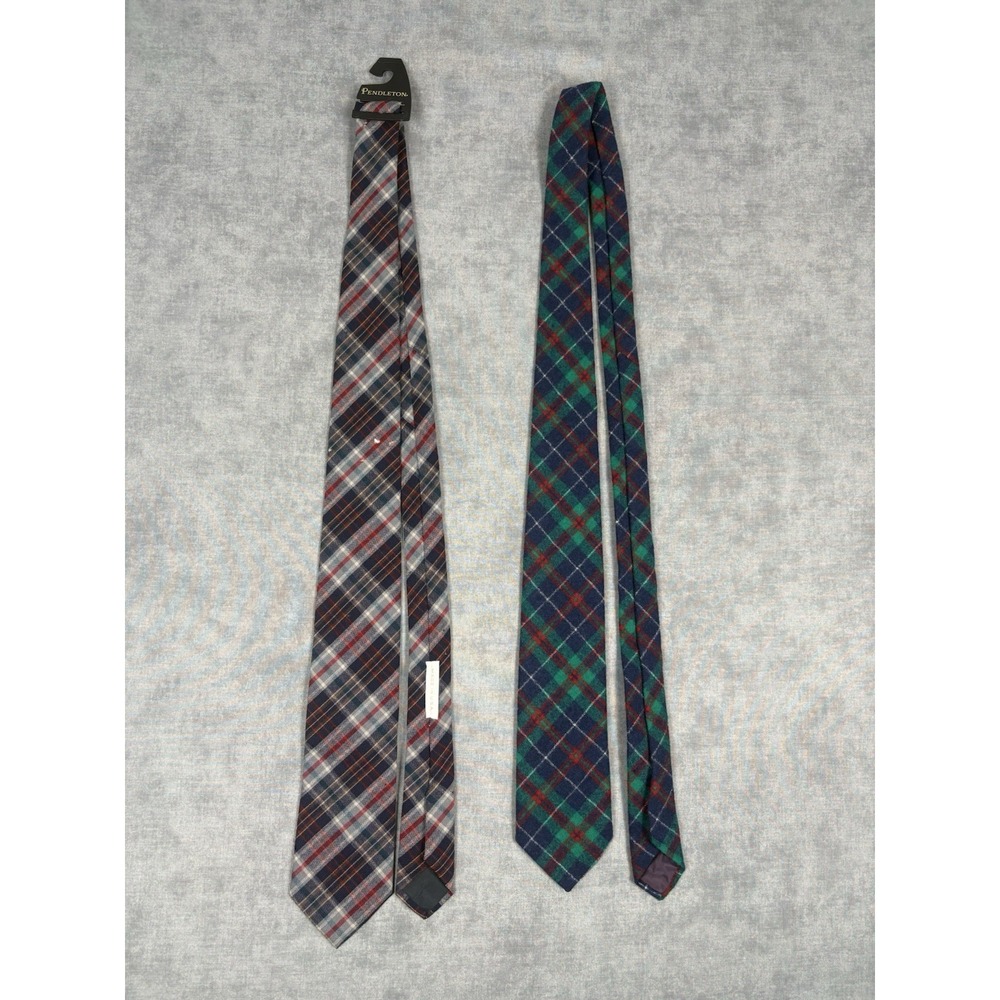 Vintage Pendleton Ties Lot of 2 100% Virgin Wool Plaid Tartan USA Made Mens